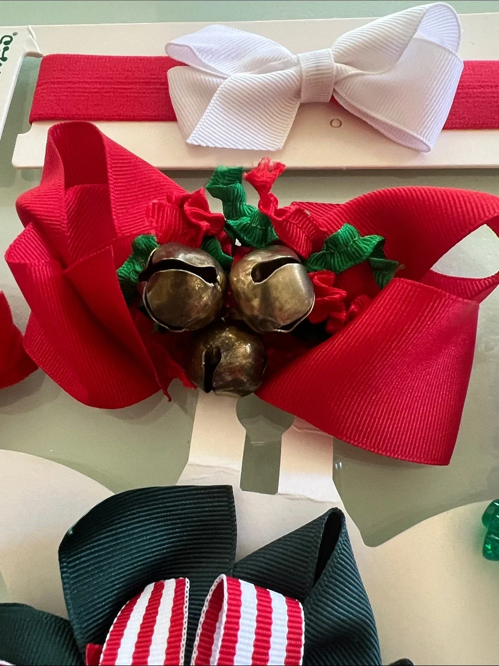 Holiday Kids Bow Hair Accessory Set - Red, White, Green